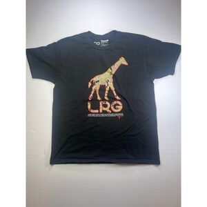 LRG Graphic Tee Mens Large Black Camo Giraffe Logo Streetwear Cotton T-Shirt